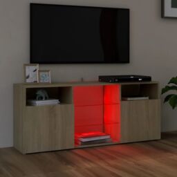 Berkfield Home TV Cabinet with LED Lights Sonoma Oak 120x30x50 cm in Brown - Size: 120 x 30 x 50 cm - thumbnail 3