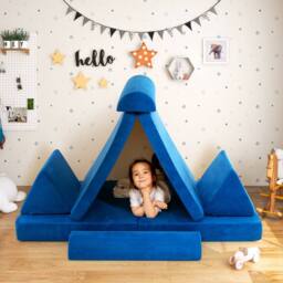 Costway 6PC Kids Play Couch Sofa Modular Convertible Foam Playset in Blue - thumbnail 6