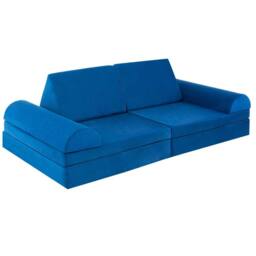 Costway 6PC Kids Play Couch Sofa Modular Convertible Foam Playset in Blue - thumbnail 3