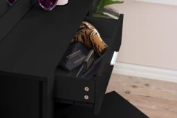 Birlea Evelyn 1 Drawer Sliding Mirror Dressing Table White in Black - thumbnail 3