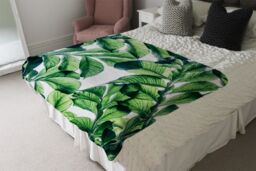 Benjamin Tate Design Tropical Palm Blanket in Natural - Size: 120 cm x 150 cm - thumbnail 3