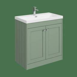 Balterley 800mm Floor Standing 2 Door Unit & Thin Edge Basin 1 Tap Hole - Green - thumbnail 1