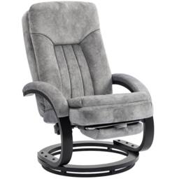 HOMCOM Manual Recliner Armchair with Footrest, Wooden Base, Grey - thumbnail 2