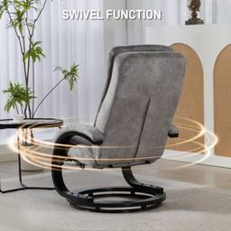 HOMCOM Manual Recliner Armchair with Footrest, Wooden Base, Grey - thumbnail 5
