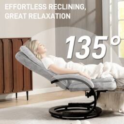 HOMCOM Manual Recliner Armchair with Footrest, Wooden Base, Grey - thumbnail 4