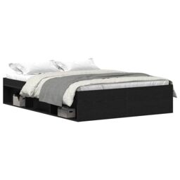 Berkfield Home Bed Frame without Mattress Black Oak 120x200 cm Engineered Wood in Brown - Size: Small Double - thumbnail 2