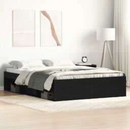 Berkfield Home Bed Frame without Mattress Black Oak 120x200 cm Engineered Wood in Brown - Size: Small Double - thumbnail 1