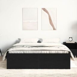 Berkfield Home Bed Frame without Mattress Black Oak 120x200 cm Engineered Wood in Brown - Size: Small Double - thumbnail 3