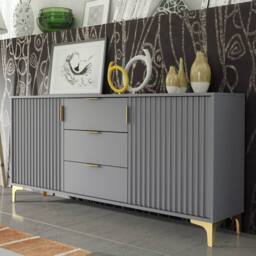 Creative Furniture Tide Crest Sideboard 140cm - Dark Grey & Gold - thumbnail 8