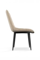 More4Homes Set of 8 Nova Modern Velvet Dining Chair Padded Seat Metal Legs in Beige - thumbnail 4