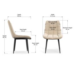 More4Homes Set of 8 Nova Modern Velvet Dining Chair Padded Seat Metal Legs in Beige - thumbnail 7