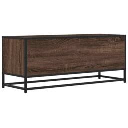Berkfield Home TV Cabinet Brown Oak 100x34.5x40 cm Engineered Wood & Metal - thumbnail 6
