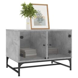 Berkfield Home Coffee Table with Glass Doors Concrete Grey 68.5x50x50 cm - thumbnail 3