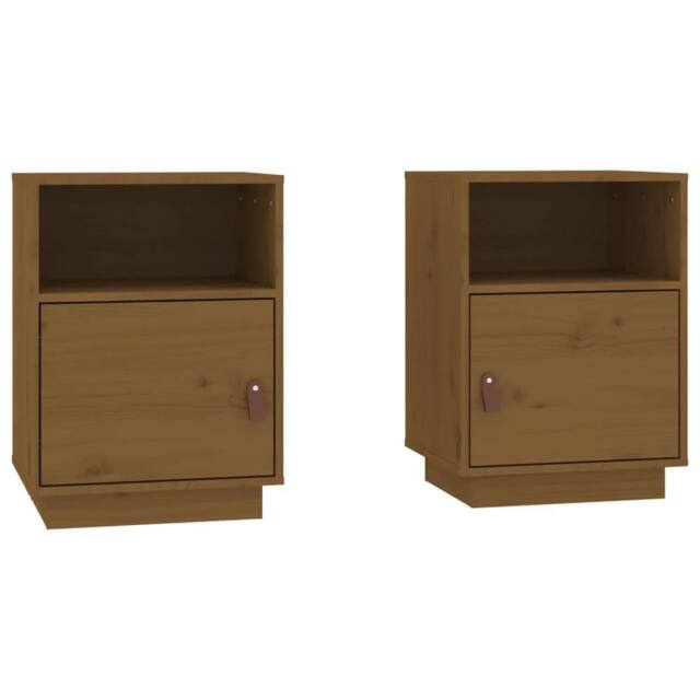 Berkfield Home Bedside Cabinets 2 pcs Honey Brown 40x34x55 cm Solid Wood Pine - Size: 40 x 34 x 55 cm - image 1