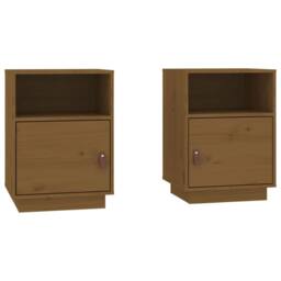 Berkfield Home Bedside Cabinets 2 pcs Honey Brown 40x34x55 cm Solid Wood Pine - Size: 40 x 34 x 55 cm