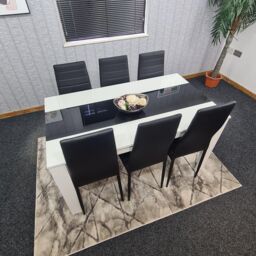 KOSY KOALA Kitchen Dining Set for 6 Wooden Dining Table & 6 Padded Chairs in Black - Size: 140 cm x 80 cm - thumbnail 5