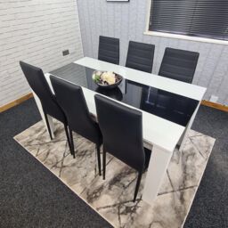 KOSY KOALA Kitchen Dining Set for 6 Wooden Dining Table & 6 Padded Chairs in Black - Size: 140 cm x 80 cm - thumbnail 2
