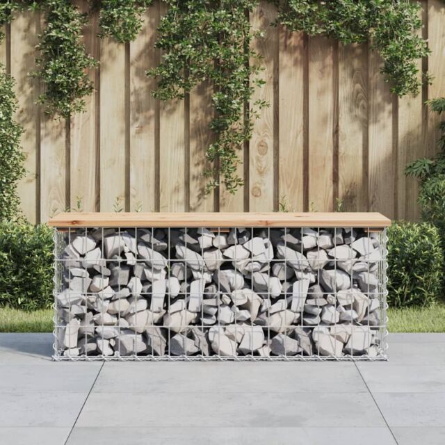 Berkfield Home Garden Bench Gabion Design 103x31.5x42 cm Solid Wood Pine in Brown - image 1