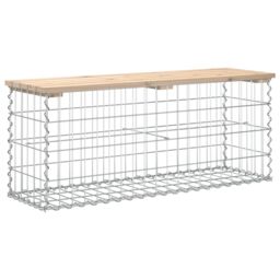 Berkfield Home Garden Bench Gabion Design 103x31.5x42 cm Solid Wood Pine in Brown - thumbnail 5