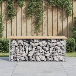Berkfield Home Garden Bench Gabion Design 103x31.5x42 cm Solid Wood Pine in Brown - thumbnail 1