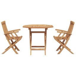 Berkfield Home 3 Piece Folding Garden Bistro Set Solid Wood Acacia in Beige - thumbnail 7