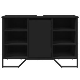 Berkfield Home Bathroom Sink Cabinet Black 91x35x60 cm Engineered Wood - Size: 91 x 35 x 60 cm - thumbnail 4
