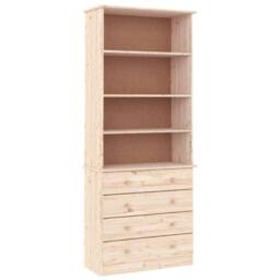 Berkfield Home Bookcase with Drawers ALTA 77x35x186.5 cm Solid Wood Pine in Light Tan - thumbnail 1