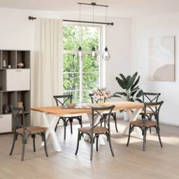 Berkfield Home Dining Table Legs X-Shaped 3 pcs White 80x(72-73) cm Steel - thumbnail 2