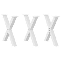 Berkfield Home Dining Table Legs X-Shaped 3 pcs White 80x(72-73) cm Steel - thumbnail 1