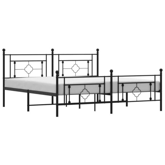 Berkfield Home Metal Bed Frame without Mattress with Footboard Black 183x213cm - Size: 183x213 cm - image 1