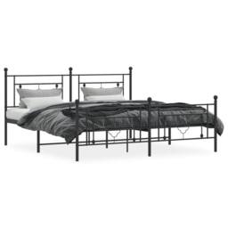 Berkfield Home Metal Bed Frame without Mattress with Footboard Black 183x213cm - Size: 183x213 cm - thumbnail 3