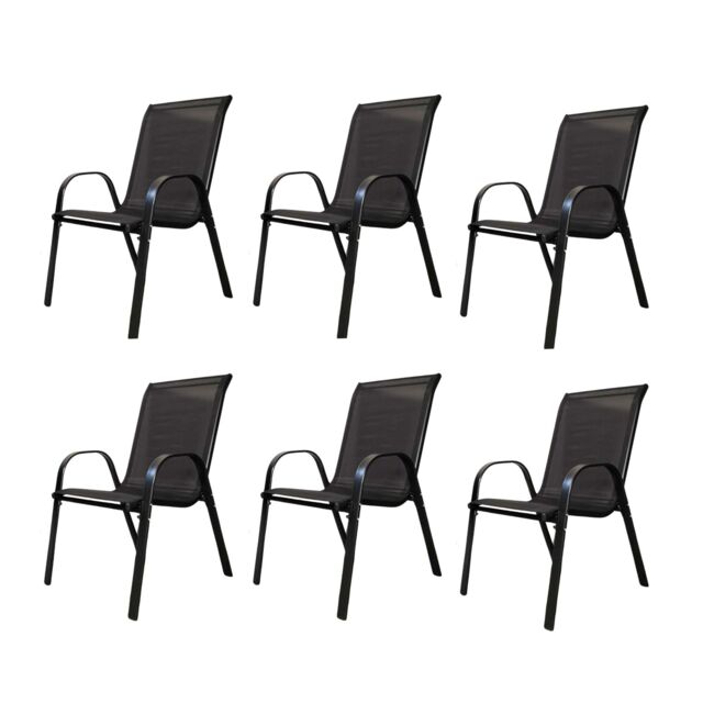 Samuel Alexander Set of 6 Outdoor Garden Patio Textilene Furniture Chairs in Black - image 1