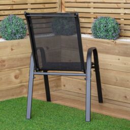 Samuel Alexander Set of 6 Outdoor Garden Patio Textilene Furniture Chairs in Black - thumbnail 9