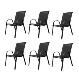 Samuel Alexander Set of 6 Outdoor Garden Patio Textilene Furniture Chairs in Black - thumbnail 1