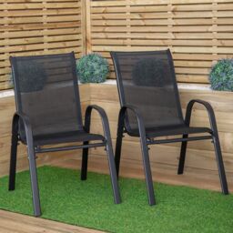 Samuel Alexander Set of 6 Outdoor Garden Patio Textilene Furniture Chairs in Black - thumbnail 8