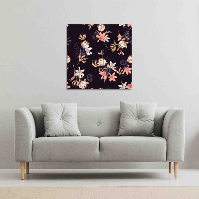 Benjamin Tate Design Blossoming Flowers (Canvas Print) / 61 x 61 x 4cm in Natural - Size: 61 x 61 x 4 cm - image 1