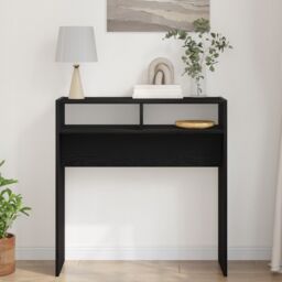 Berkfield Home Black Oak Console Table - 78x30x80 cm - Made from Engineered Wood - Size: 78 x 30 x 80 cm - thumbnail 4