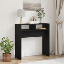 Berkfield Home Black Oak Console Table - 78x30x80 cm - Made from Engineered Wood - Size: 78 x 30 x 80 cm
