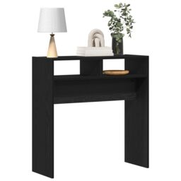 Berkfield Home Black Oak Console Table - 78x30x80 cm - Made from Engineered Wood - Size: 78 x 30 x 80 cm - thumbnail 3