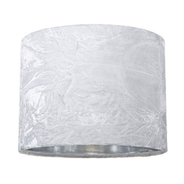 Happy Homewares Modern Crushed Velvet Lamp Shade with Shiny Paper Inner in White - Size: 8 inches - image 1