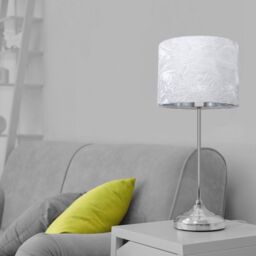 Happy Homewares Modern Crushed Velvet Lamp Shade with Shiny Paper Inner in White - Size: 8 inches - thumbnail 5