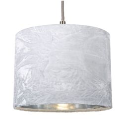 Happy Homewares Modern Crushed Velvet Lamp Shade with Shiny Paper Inner in White - Size: 8 inches - thumbnail 2