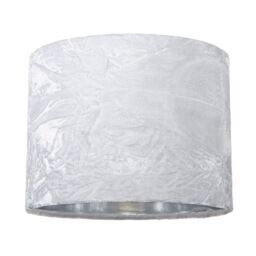 Happy Homewares Modern Crushed Velvet Lamp Shade with Shiny Paper Inner in White - Size: 8 inches - thumbnail 1