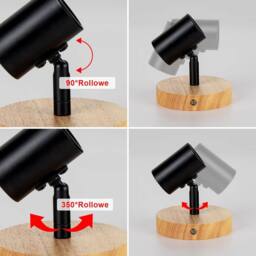 Goeco 2 x Interior Wall Sconce for Bedroom Wood Wall Sconce 350° Rotation in Black - thumbnail 7