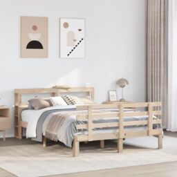 Berkfield Home Bed Frame with Headboard without Mattress 120x190 cm Small Double in Brown - thumbnail 1