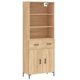 Berkfield Home Highboard Sonoma Oak 69.5x34x180 cm Engineered Wood in Light Brown - thumbnail 3