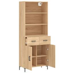 Berkfield Home Highboard Sonoma Oak 69.5x34x180 cm Engineered Wood in Light Brown - thumbnail 4