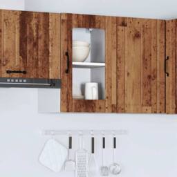 Berkfield Home Kitchen Wall Cabinet with Glass Door Lucca Old Wood in Brown - thumbnail 4
