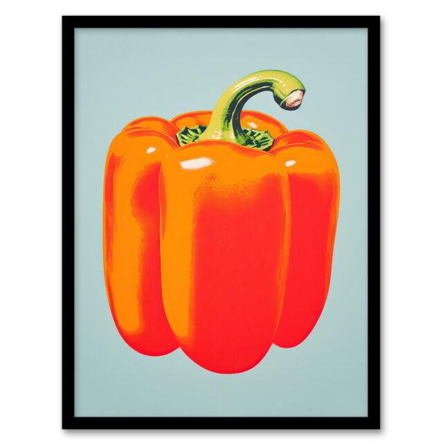 "Wee Blue Coo Wall Art Print Minimalist Bell Pepper Kitchen Orange Living Room Framed - Size: W12"" x H16""" - image 1