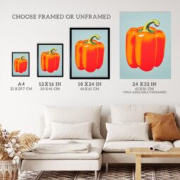 "Wee Blue Coo Wall Art Print Minimalist Bell Pepper Kitchen Orange Living Room Framed - Size: W12"" x H16""" - thumbnail 3